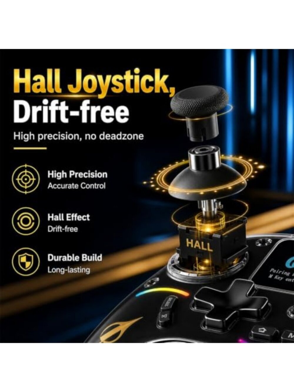Wireless Game Controller for PC, Steam, Switch, iOS & Android - RGB, Hall - Picture 4 of 7
